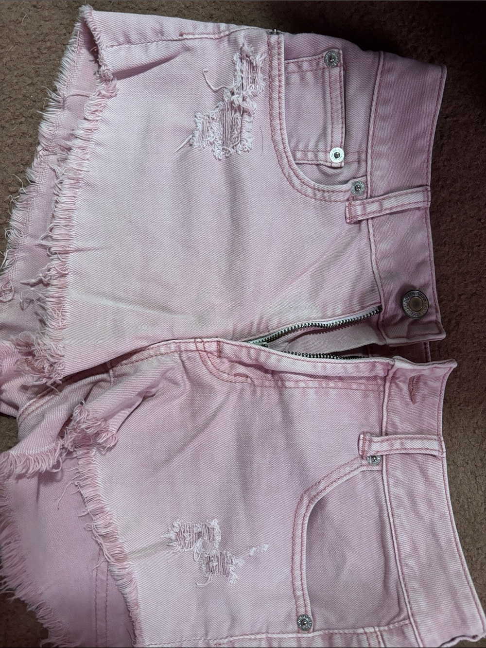 American Eagle Outfitters Pink Frayed Distressed Denim Shorts
